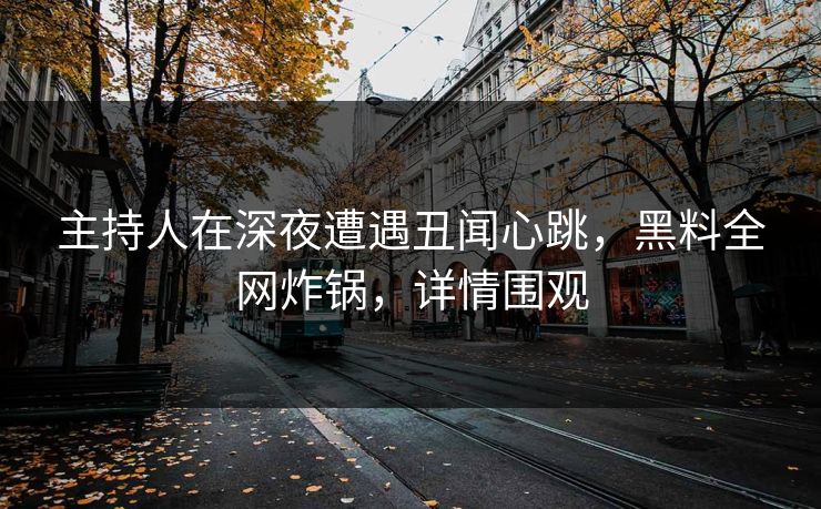 主持人在深夜遭遇丑闻心跳，黑料全网炸锅，详情围观