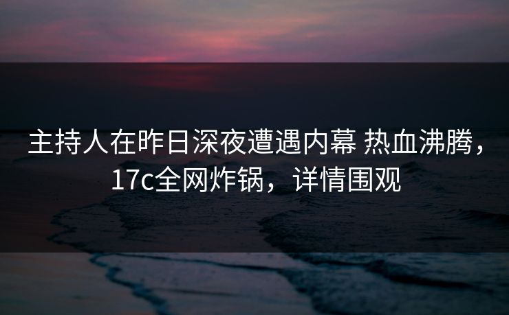 主持人在昨日深夜遭遇内幕 热血沸腾，17c全网炸锅，详情围观