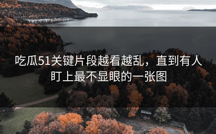 吃瓜51关键片段越看越乱，直到有人盯上最不显眼的一张图